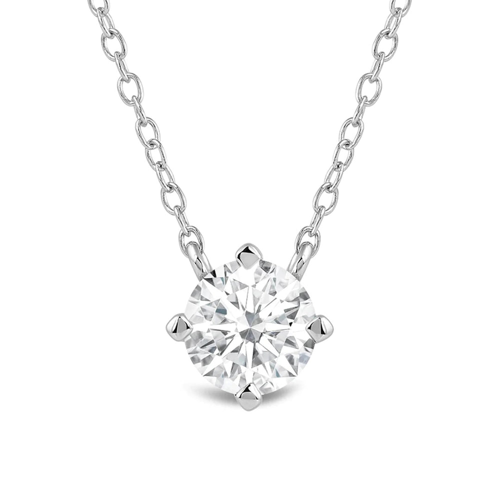 Kite Set Round Lab Created Diamond Solitaire Pendant with 14KT White Gold / Lab / 1 1/2 Cut Diamond in 14KT White Gold / Lab / 1 1/2 view 4
