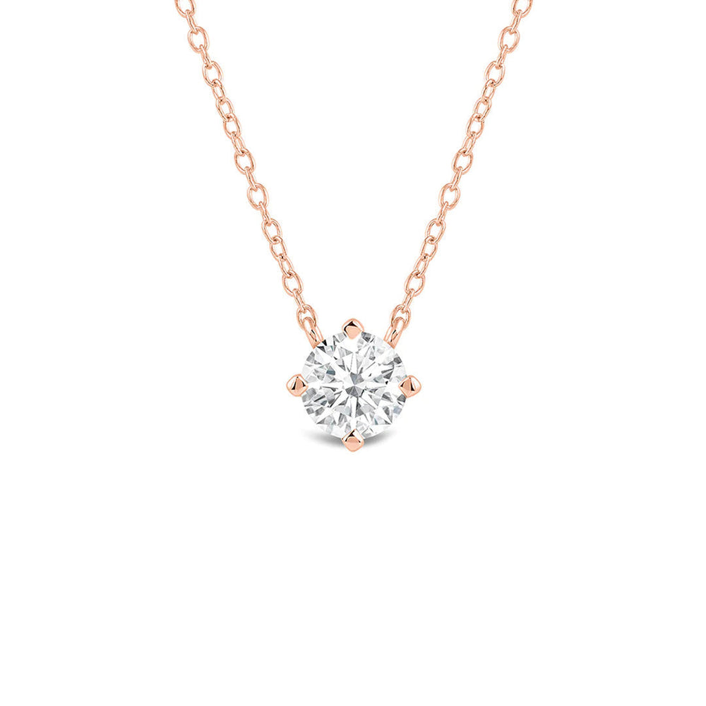 Kite Set Round Lab Created Diamond Solitaire Pendant with 14KT Rose Gold / Lab / 2 Cut Diamond in 14KT Rose Gold / Lab / 2 view 2
