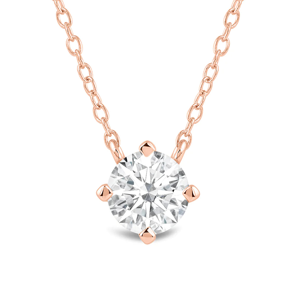 Kite Set Round Lab Created Diamond Solitaire Pendant with 14KT Rose Gold / Lab / 2 Cut Diamond in 14KT Rose Gold / Lab / 2 view 4
