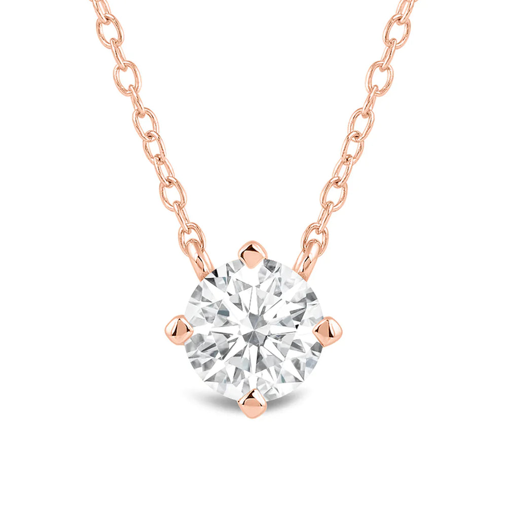 Kite Set Round Lab Created Diamond Solitaire Pendant with 14KT Rose Gold / Lab / 2 Cut Diamond in 14KT Rose Gold / Lab / 2 view 4
