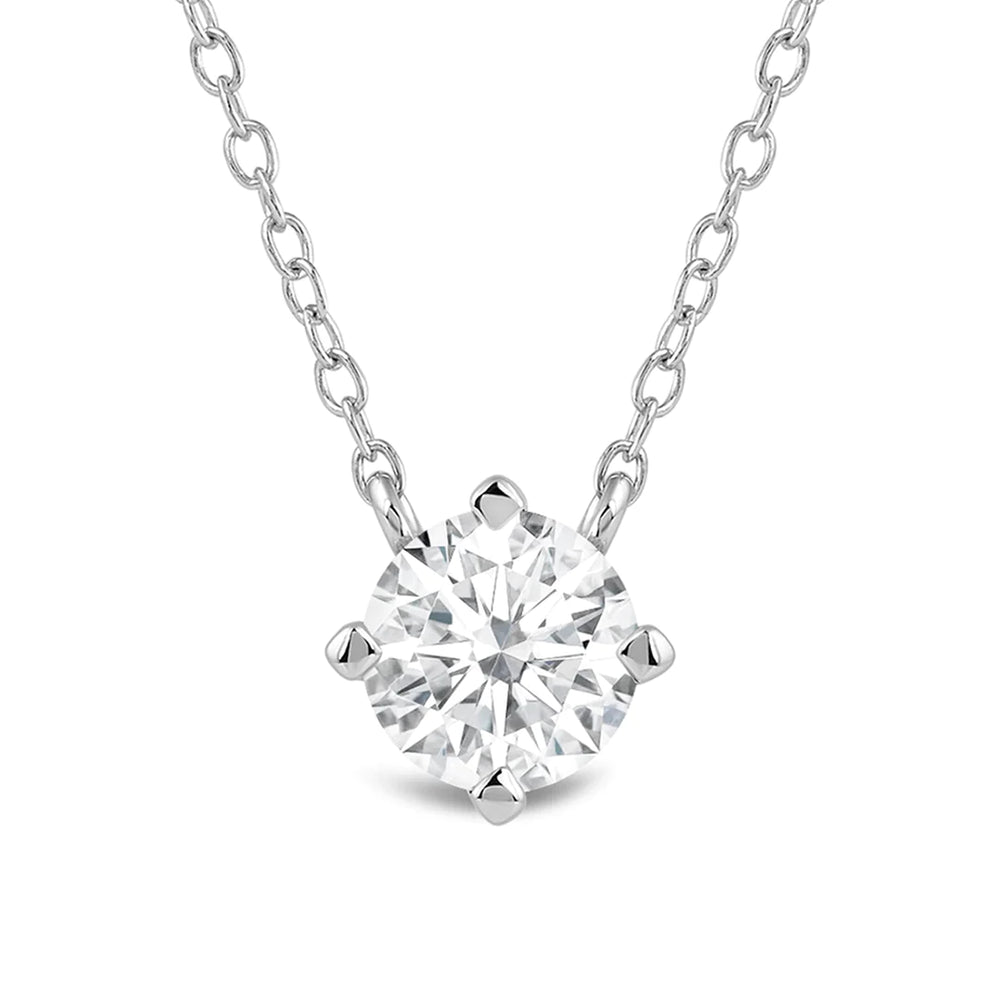 Kite Set Round Lab Created Diamond Solitaire Pendant with 14KT White Gold / Lab / 2 Cut Diamond in 14KT White Gold / Lab / 2 view 4
