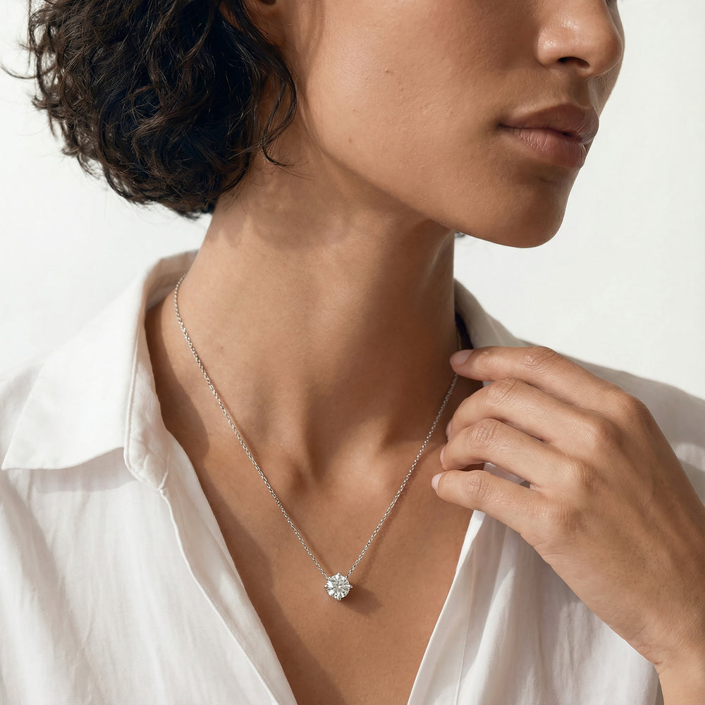 Kite Set Round Lab Created Diamond Solitaire Pendant with 14KT Yellow Gold / Lab / 2 Cut Diamond in 14KT Yellow Gold / Lab / 2 view 3
