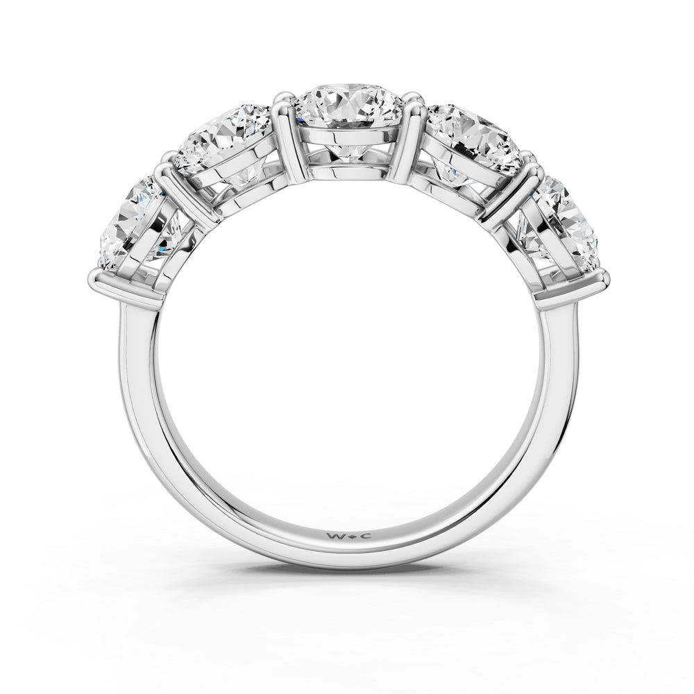 Five Stone Round Diamond Anniversary Ring (E+ VS+) with Platinum / Lab / 3 Cut Diamond in 14KT Platinum / Lab / 3 view 4
