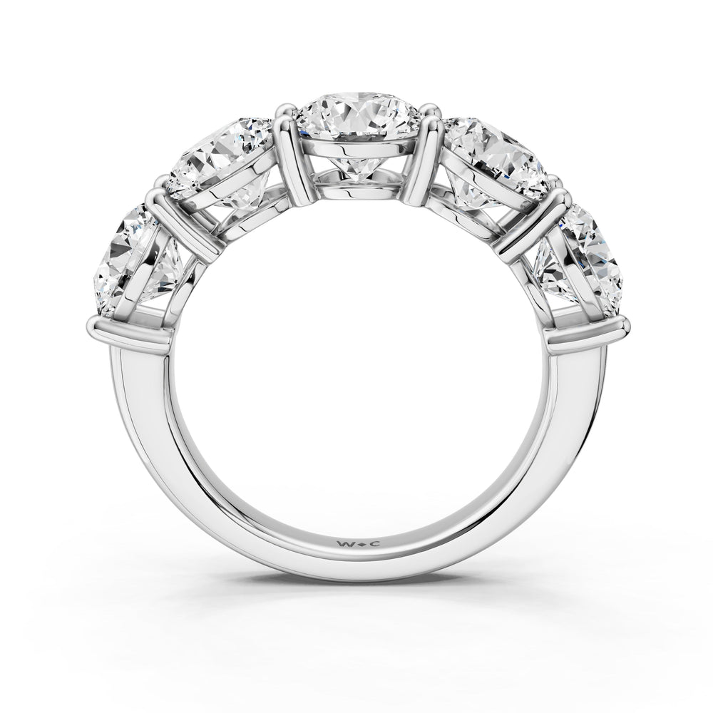 Five Stone Round Diamond Anniversary Ring (E+ VS+) with Platinum / Lab / 5 Cut Diamond in 14KT Platinum / Lab / 5 view 4
