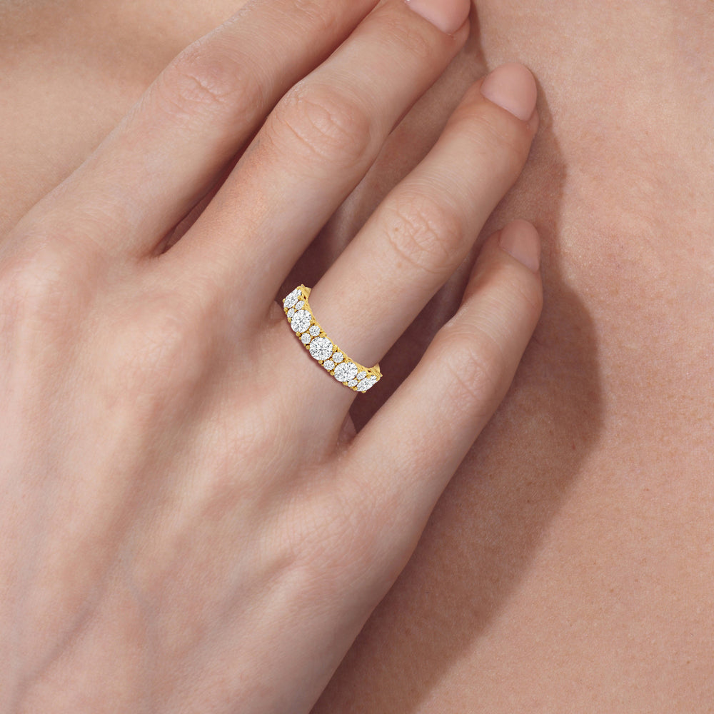 Round Station Anniversary Ring (E+ VS+) with 18KT Yellow Gold / Lab / 2 Cut Diamond in 14KT Yellow Gold / Lab / 2 view 3
