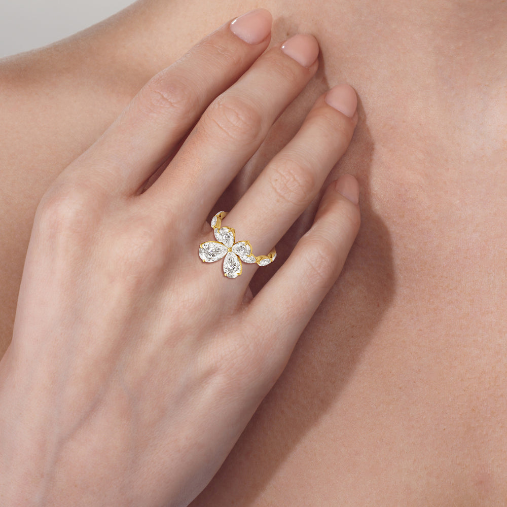 Model Wearing Clover Ring view
