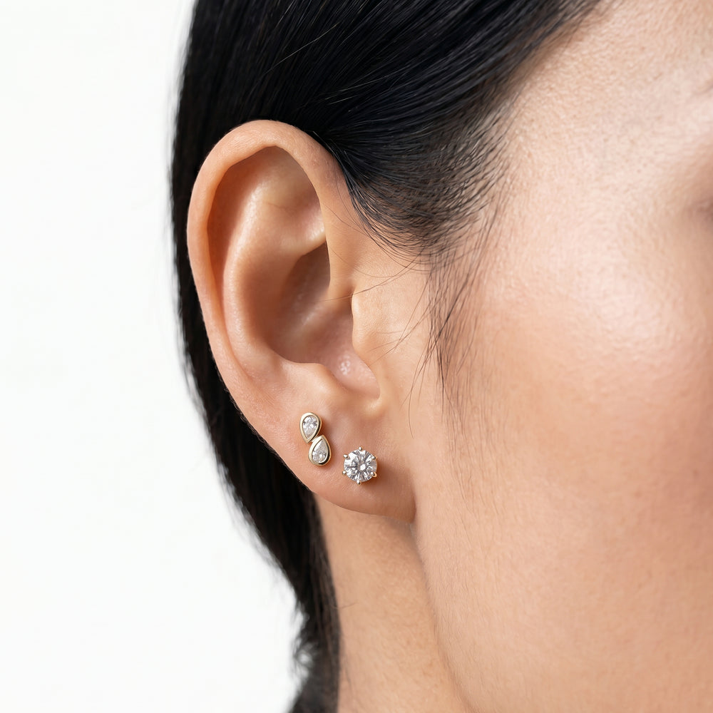 Round Diamond Six Prong Stud Earrings (F/G SI+) with 14KT White Gold / Lab / 1/2 Cut Diamond in 14KT White Gold / Lab / 1/2 view 3
