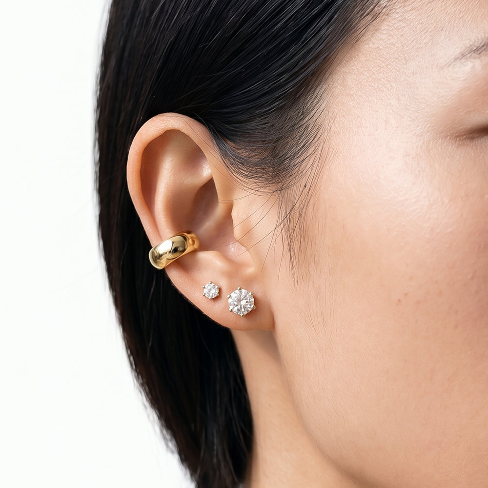 Round Diamond Six Prong Stud Earrings (F/G SI+) with 14KT White Gold / Lab / 2 Cut Diamond in 14KT White Gold / Lab / 2 view 3
