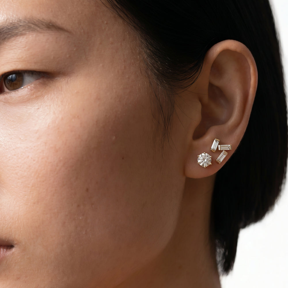 Round Diamond Six Prong Stud Earrings (F/G SI+) with 14KT Rose Gold / Lab / 1 Cut Diamond in 14KT Rose Gold / Lab / 1 view 3
