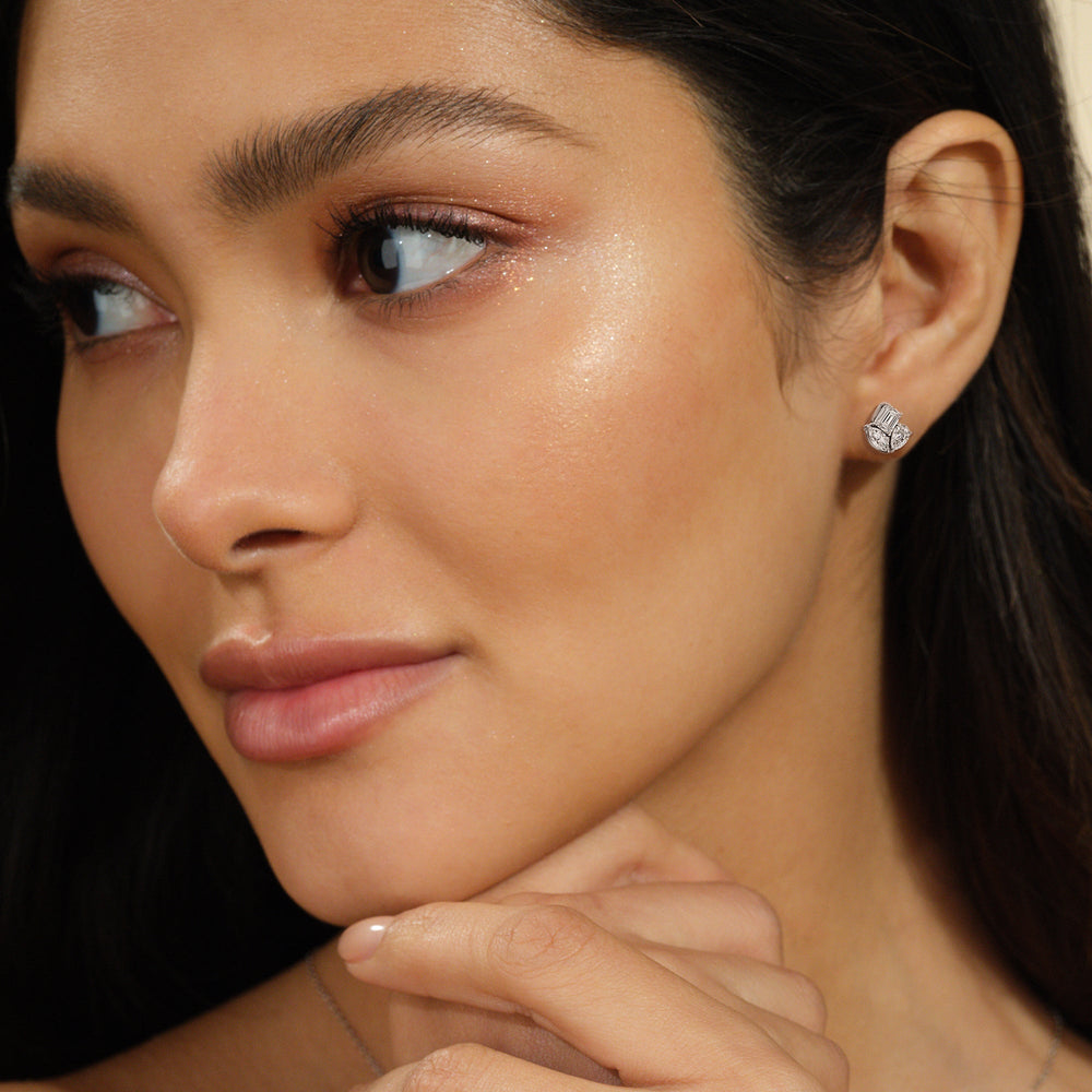 Trilogy Melody Stud Earrings with 14KT Rose Gold / Lab / 2 Cut Diamond in 14KT Rose Gold / Lab / 2 view 3
