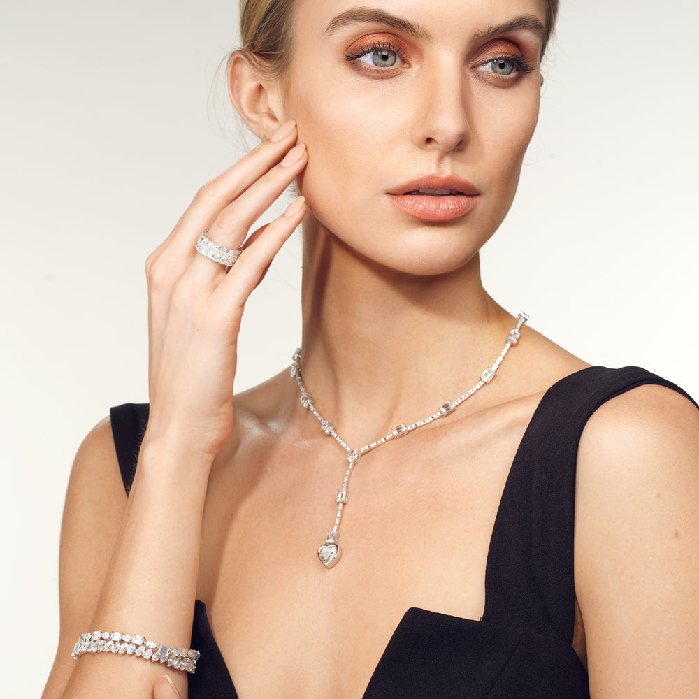 Model Wearing Heart Shape Drop Necklace view