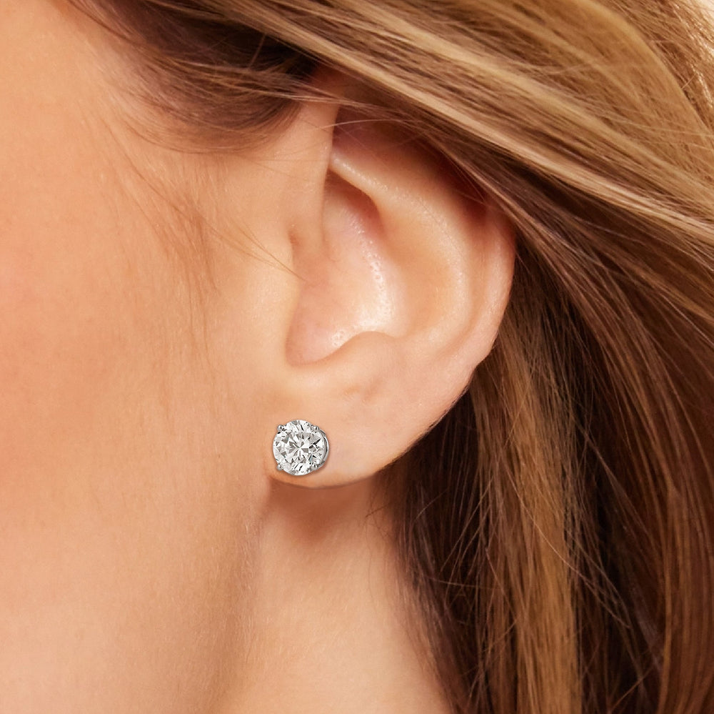 Premium Round Diamond Four Prong Studs (E+ VS+) with 14KT Yellow Gold / Lab / 4 Cut Diamond in 14KT Yellow Gold / Lab / 4 view 3
