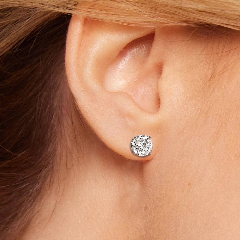 Classic Round Diamond Four Prong Stud Earrings (F/G SI+) with 14KT Yellow Gold / Lab / 4 Cut Diamond in 14KT Yellow Gold / Lab / 4 view 3
