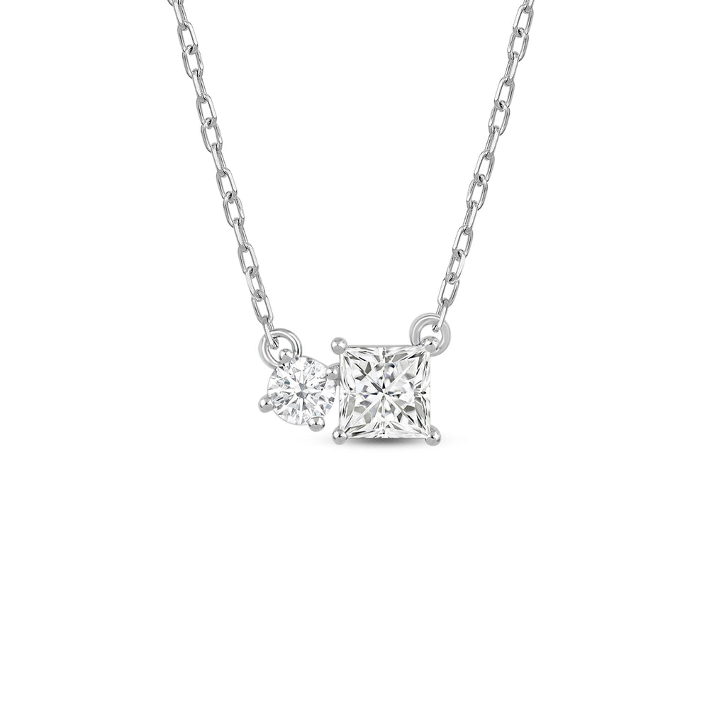The Princess Toi et Moi Set with 1 Cut Diamond in 14KT Sterling Silver view 3
