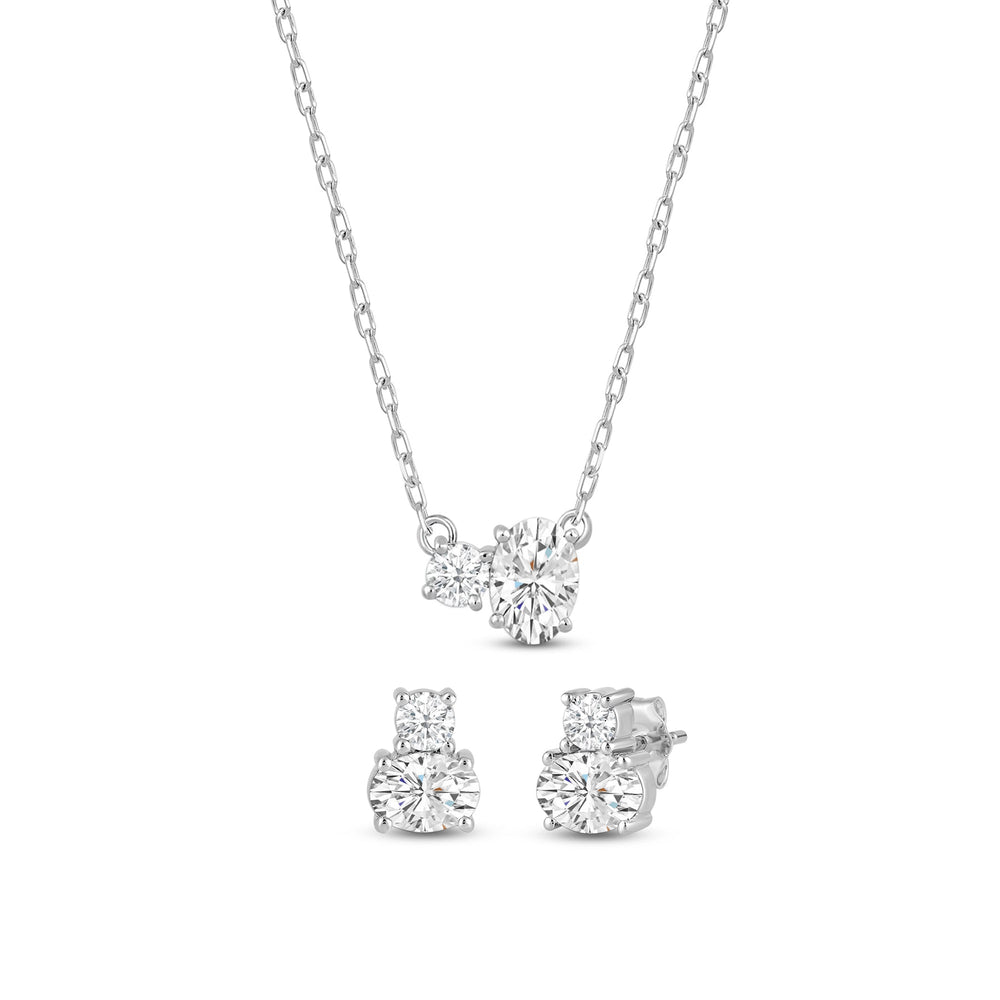 The Oval Toi et Moi Set with 1 Cut Diamond in 14KT Sterling Silver view 1
