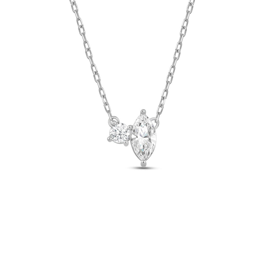 The Marquise Toi et Moi Set with 1 Cut Diamond in 14KT Sterling Silver view 3
