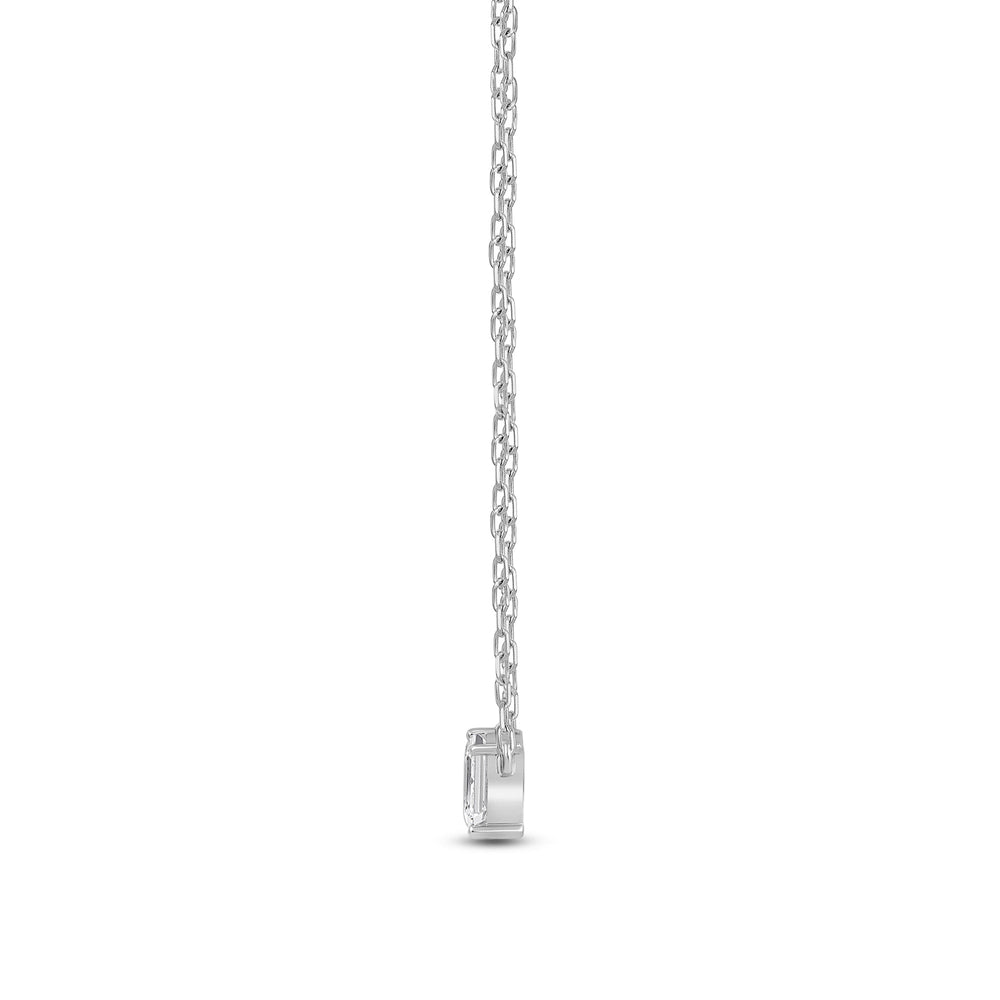 Duet Emerald Necklace with 14KT White Gold / Lab / 1/2 Cut Diamond in 14KT White Gold / Lab / 1/2 view 3
