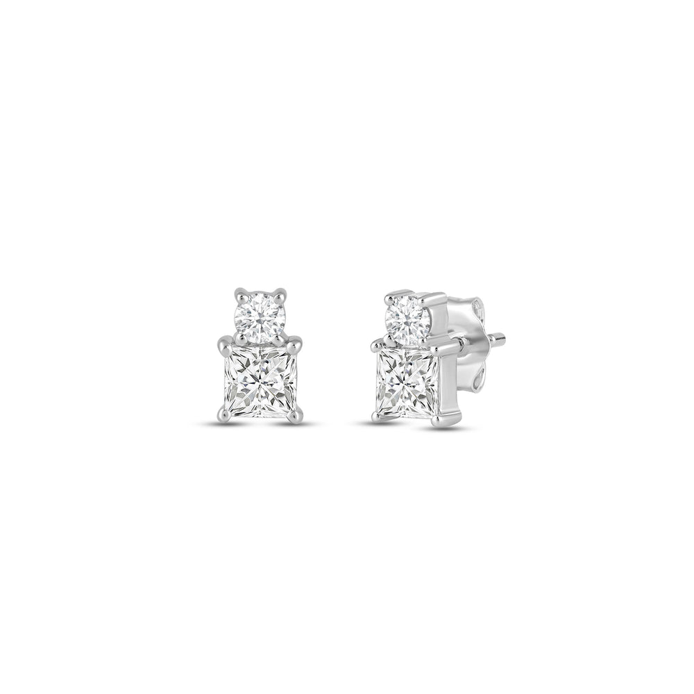 The Princess Toi et Moi Set with 1 Cut Diamond in 14KT Sterling Silver view 4
