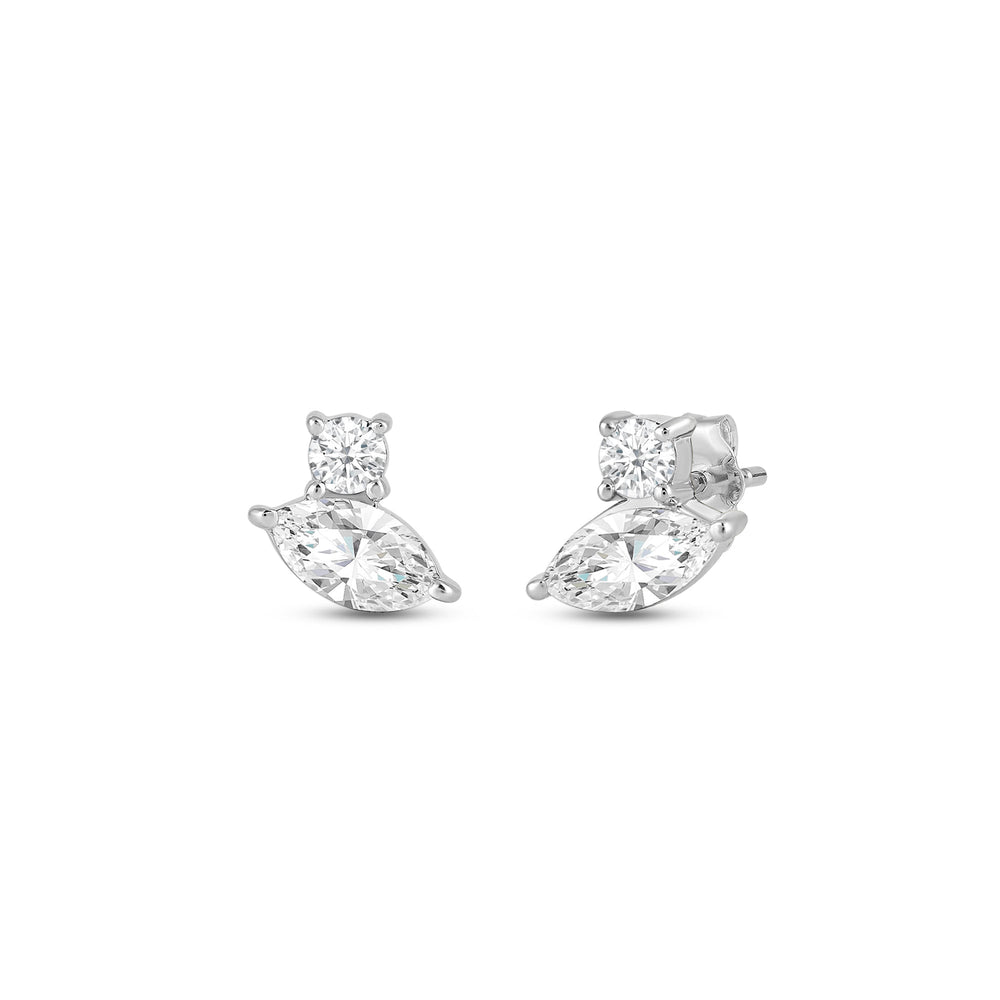The Marquise Toi et Moi Set with 1 Cut Diamond in 14KT Sterling Silver view 4
