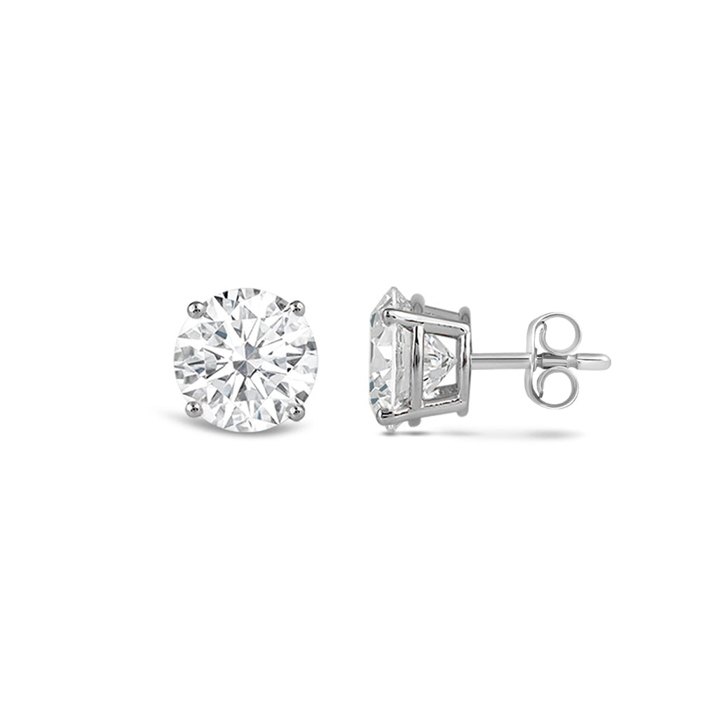 Certified Classic Round Diamond Four Prong Stud Earrings (IGI: G/H SI+) with 14KT White Gold / Lab / 1 Cut Diamond in 14KT White Gold / Lab / 1 view 4
