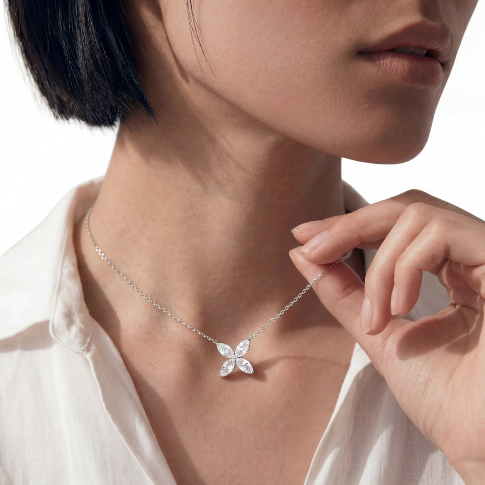 Wildflower Necklace with 14KT Rose Gold / Lab / 2 Cut Diamond in 14KT Rose Gold / Lab / 2 view 2
