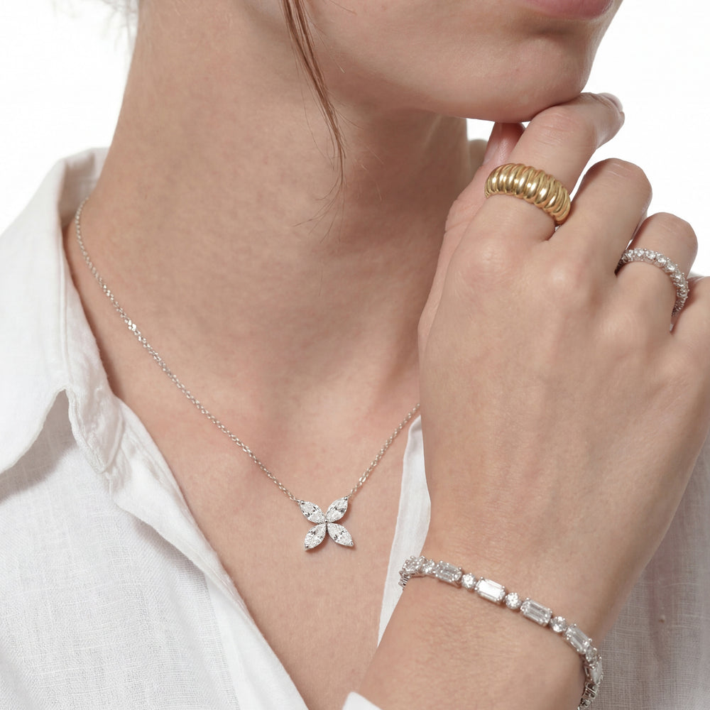 Wildflower Necklace with 14KT Rose Gold / Lab / 2 Cut Diamond in 14KT Rose Gold / Lab / 2 view 3
