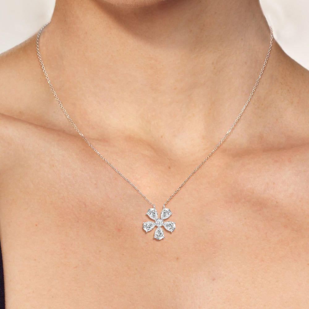 Daisy Necklace with 14KT Yellow Gold / Lab / 2 Cut Diamond in 14KT Yellow Gold / Lab / 2 view 3
