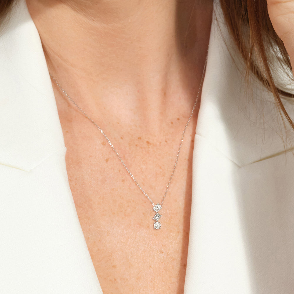 Sleek Sparkle Diamond Necklace with 14KT Yellow Gold / Lab / 3/4 Cut Diamond in 14KT Yellow Gold / Lab / 3/4 view 3
