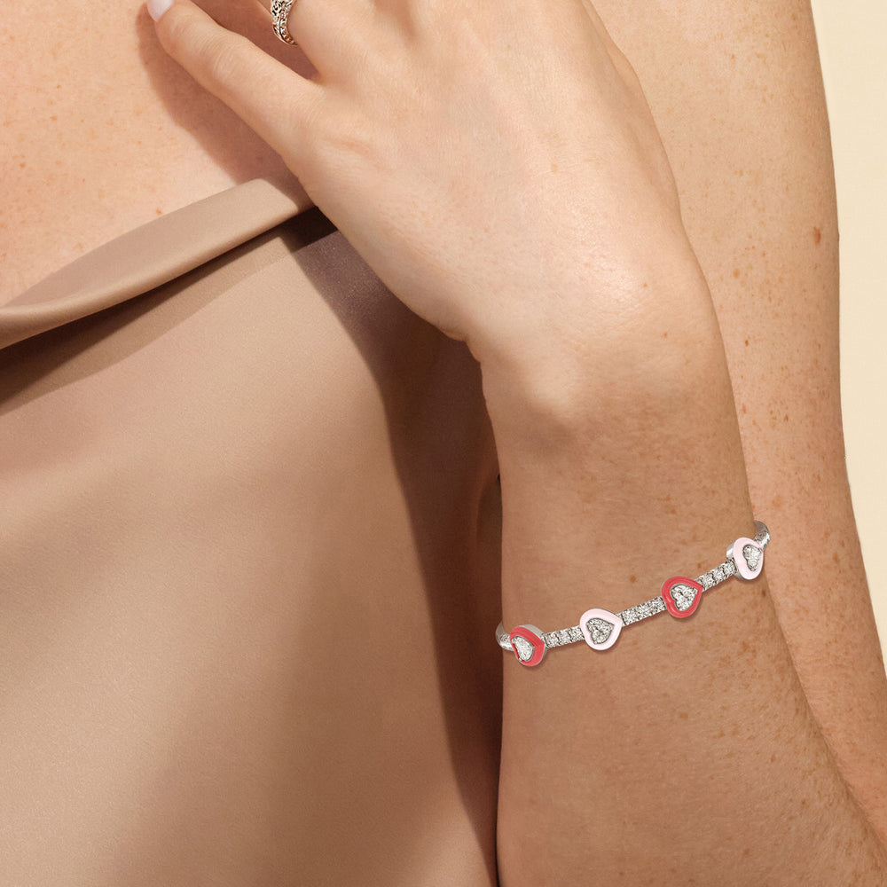 Model Wearing Multi Heart Bezel Bangle in Ceramic view