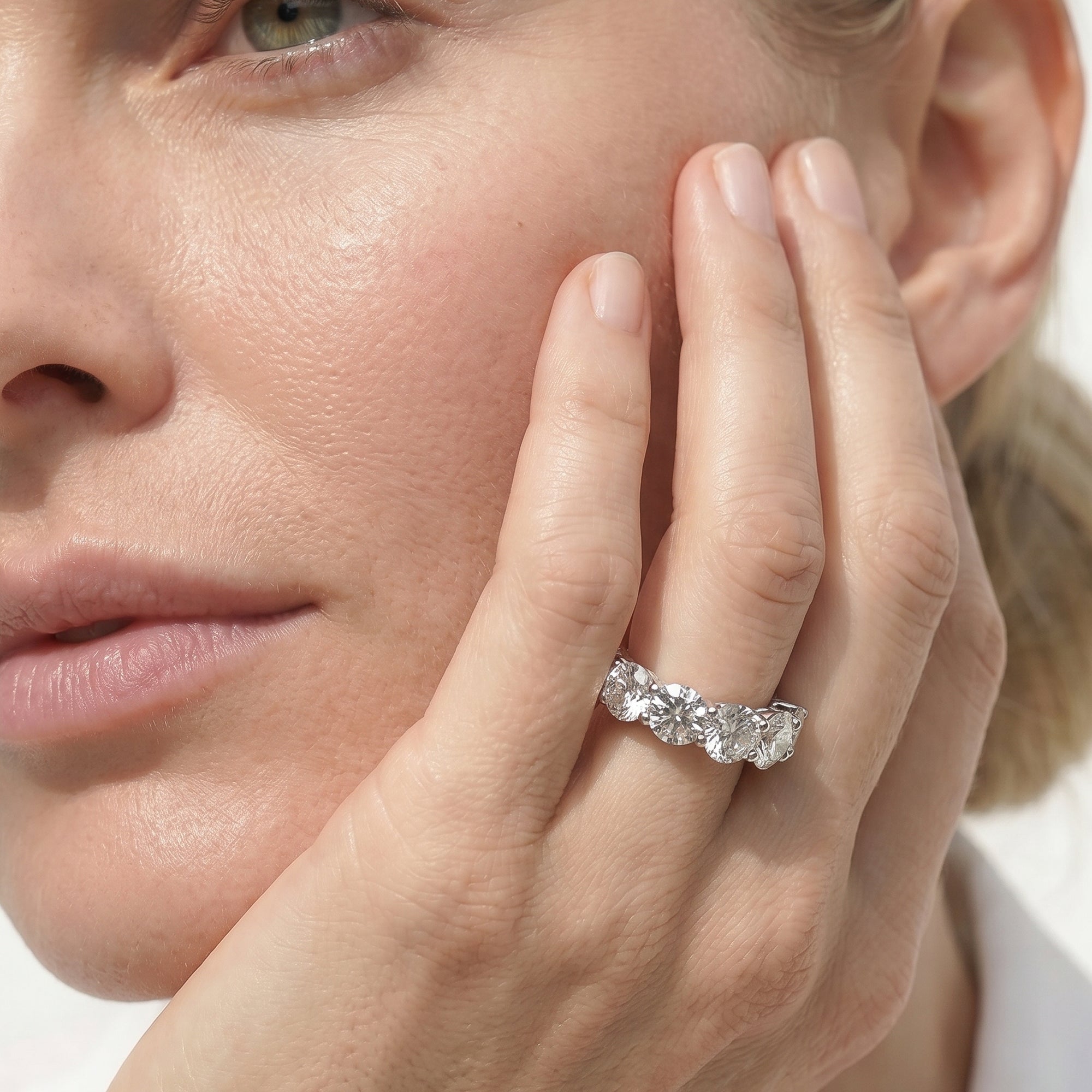 Premium Five Stone Round Diamond Anniversary Ring (E+ VS+) – With Clarity