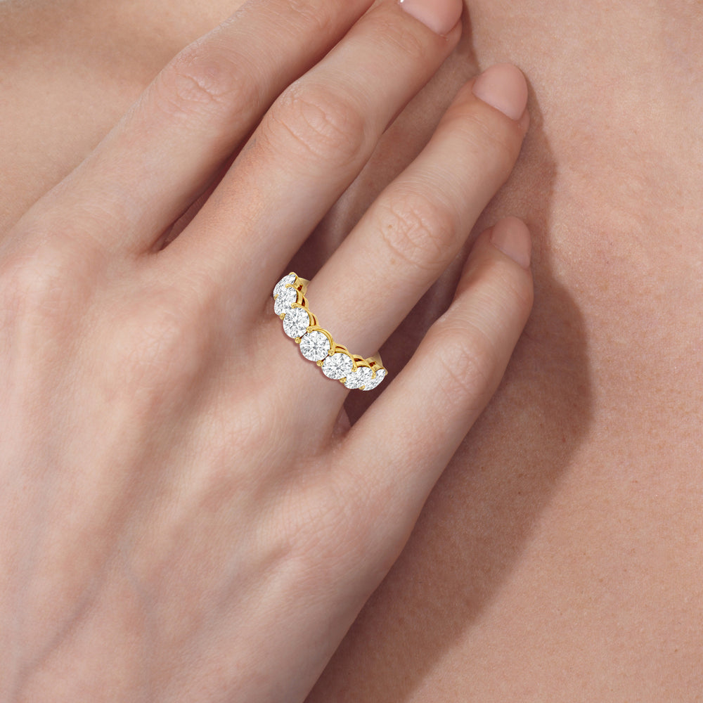 Seven Stone Round Diamond Anniversary Ring (E+ VS+) with 18KT Rose Gold / Lab / 5 Cut Diamond in 14KT Rose Gold / Lab / 5 view 3
