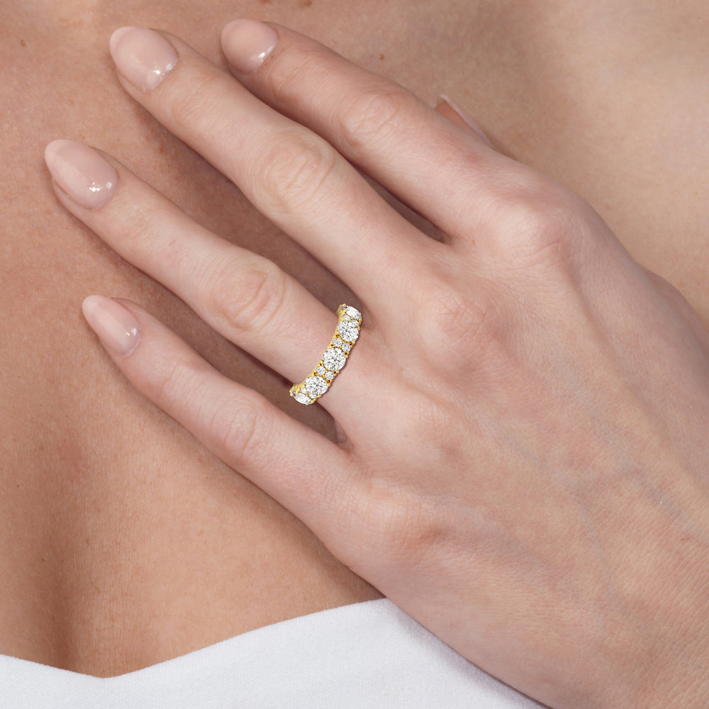 Round Station Anniversary Ring (F/G SI+) with 18KT Rose Gold / Natural / 3 Cut Diamond in 14KT Rose Gold / Natural / 3 view 3
