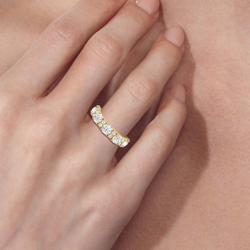 Round Station Anniversary Ring (F/G SI+) with 18KT Rose Gold / Natural / 3 Cut Diamond in 14KT Rose Gold / Natural / 3 view 2
