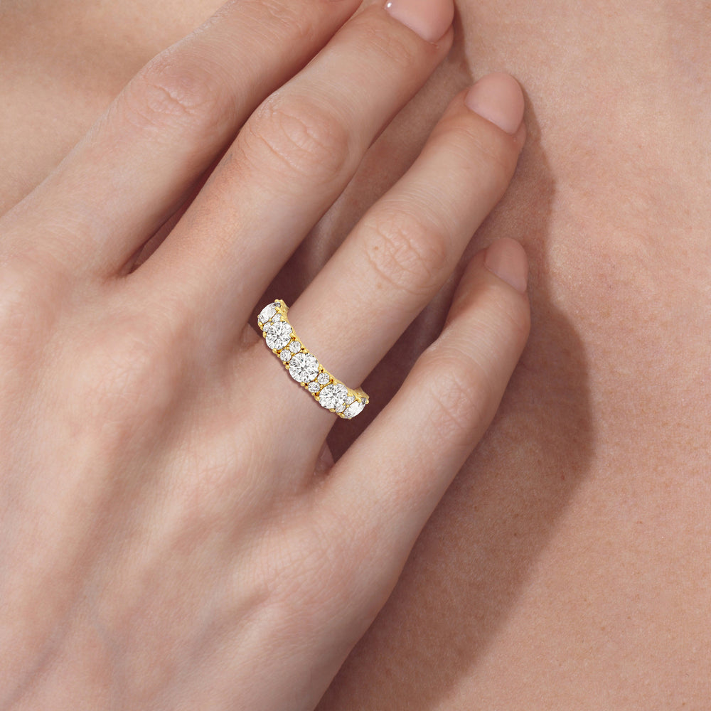Round Station Anniversary Ring (E+ VS+) with 18KT Rose Gold / Lab / 3 Cut Diamond in 14KT Rose Gold / Lab / 3 view 2
