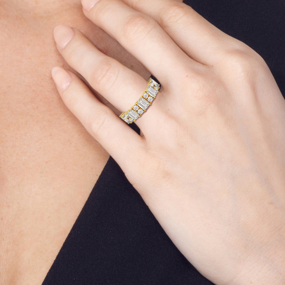 Emerald Station Anniversary Ring with Platinum / Natural / 3 Cut Diamond in 14KT Platinum / Natural / 3 view 3
