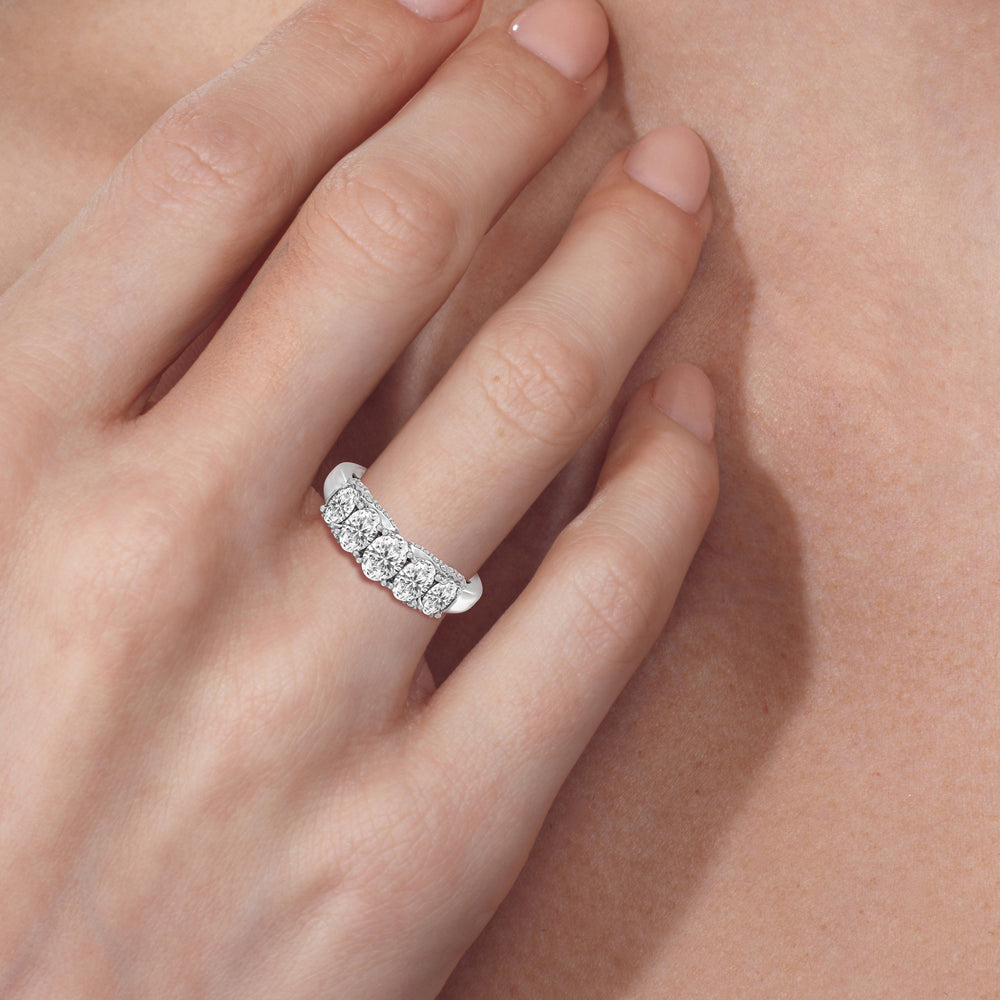 Five Stone The Regal Anniversary Ring with 18KT Rose Gold / Natural / 2 Cut Diamond in 14KT Rose Gold / Natural / 2 view 3
