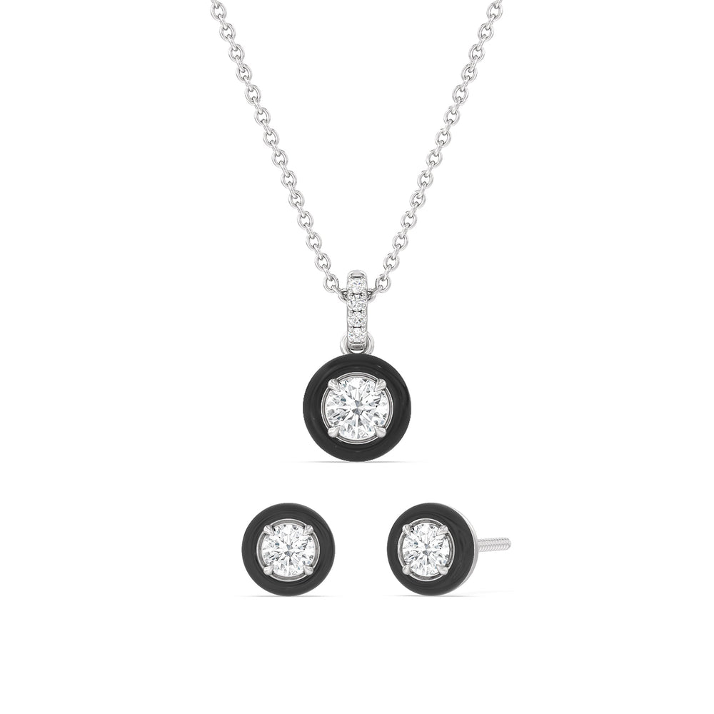 The Ceramic Set with Midnight Cut Diamond in 14KT Sterling Silver view 1
