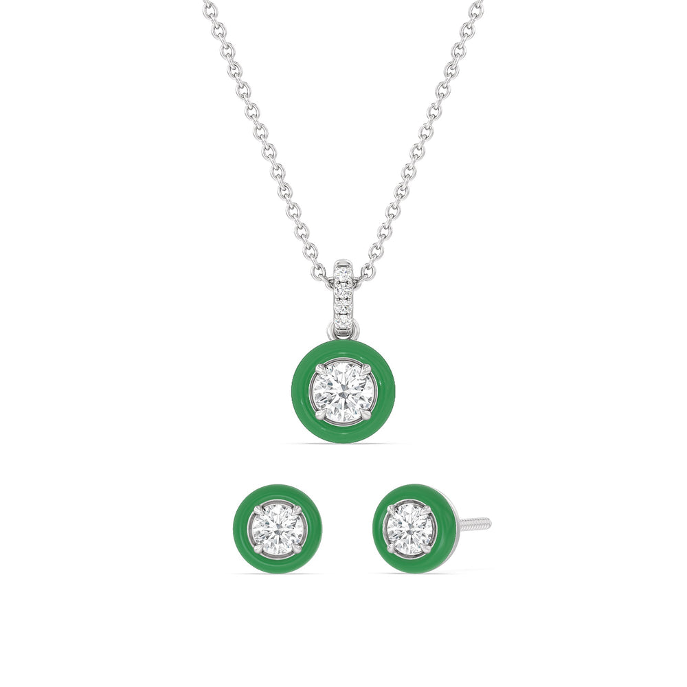 The Ceramic Set with Evergreen Cut Diamond in 14KT Sterling Silver view 1
