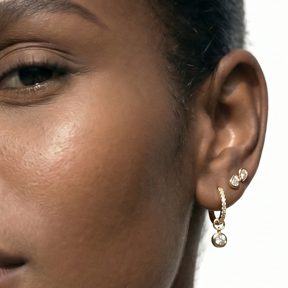 Pear Duet Flatback Studs with 14KT White Gold / Left Cut Diamond in 14KT White Gold / Left view 4

