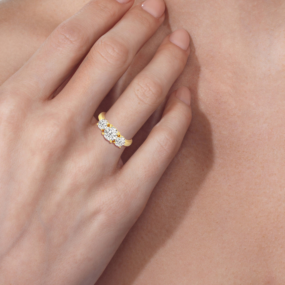 Three Stone Round Brilliant Cut Diamond Ring (F/G SI+) with Platinum / Natural / 3 Cut Diamond in 14KT Platinum / Natural / 3 view 2

