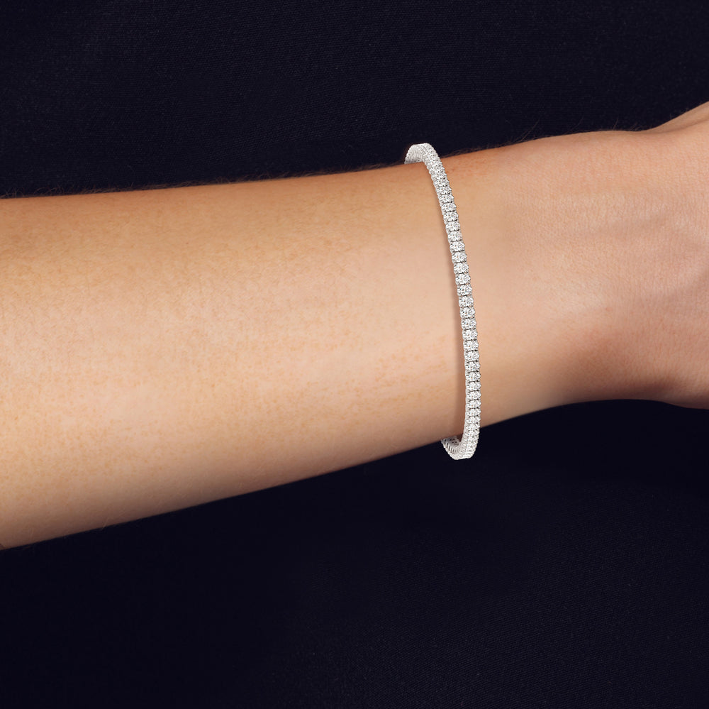 Oval Tennis Bracelet with 3 Cut Diamond in 14KT Yellow Gold view 3
