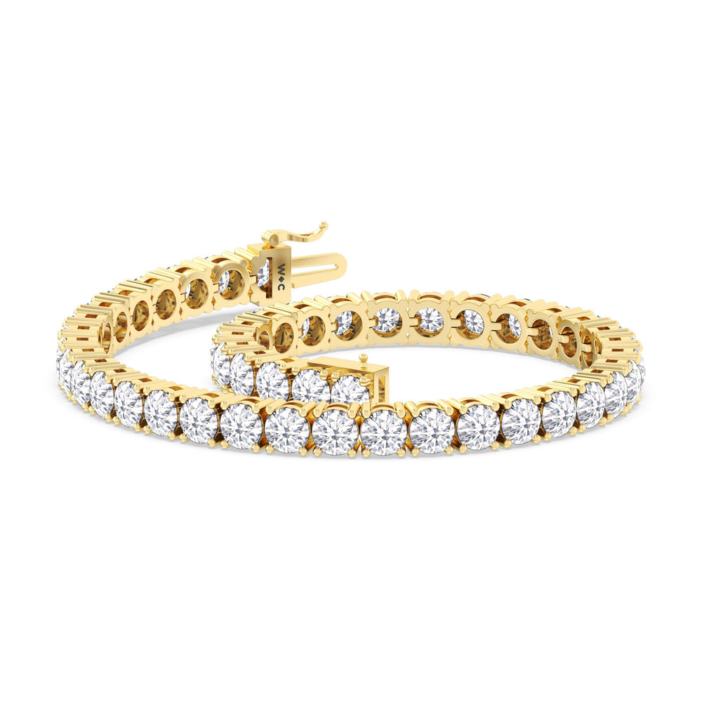 Four Prong Lab Diamond Tennis Bracelet with 10 Cut Diamond in 14KT Yellow Gold view 3
