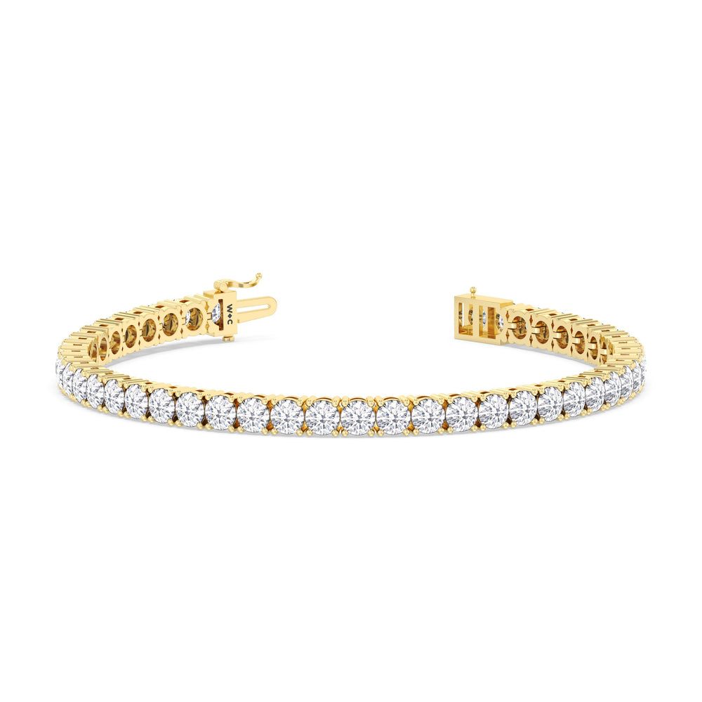 Four Prong Lab Diamond Tennis Bracelet with 10 Cut Diamond in 14KT Yellow Gold view 2

