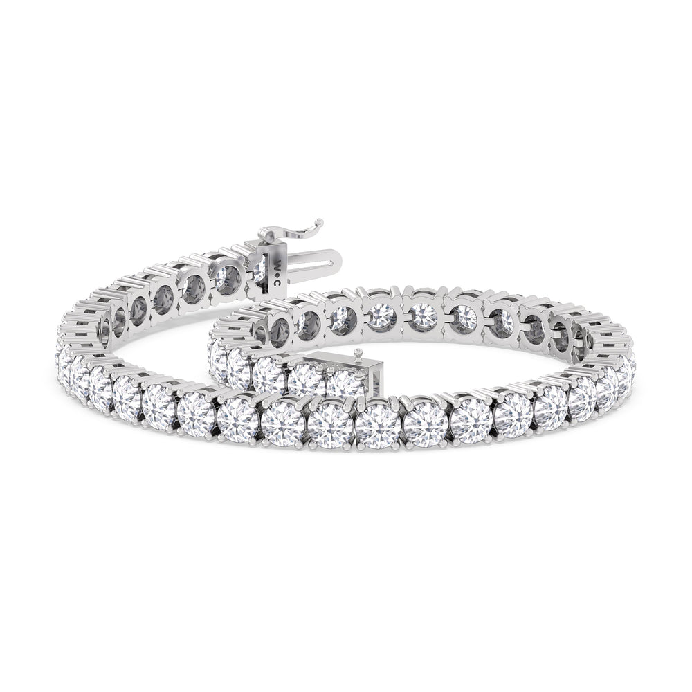 Four Prong Lab Diamond Tennis Bracelet with 10 Cut Diamond in 14KT White Gold view 3
