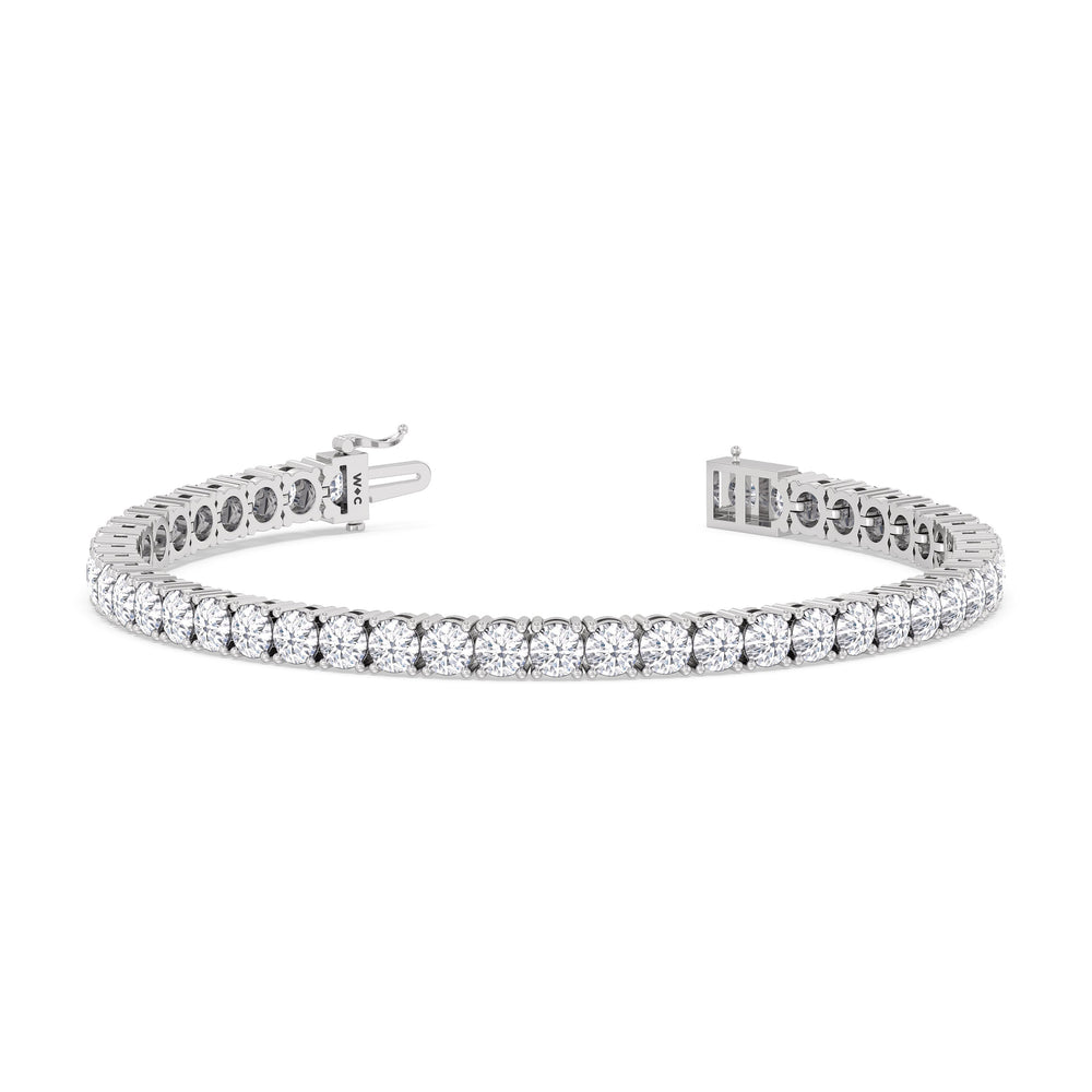 Four Prong Lab Diamond Tennis Bracelet with 10 Cut Diamond in 14KT White Gold view 2
