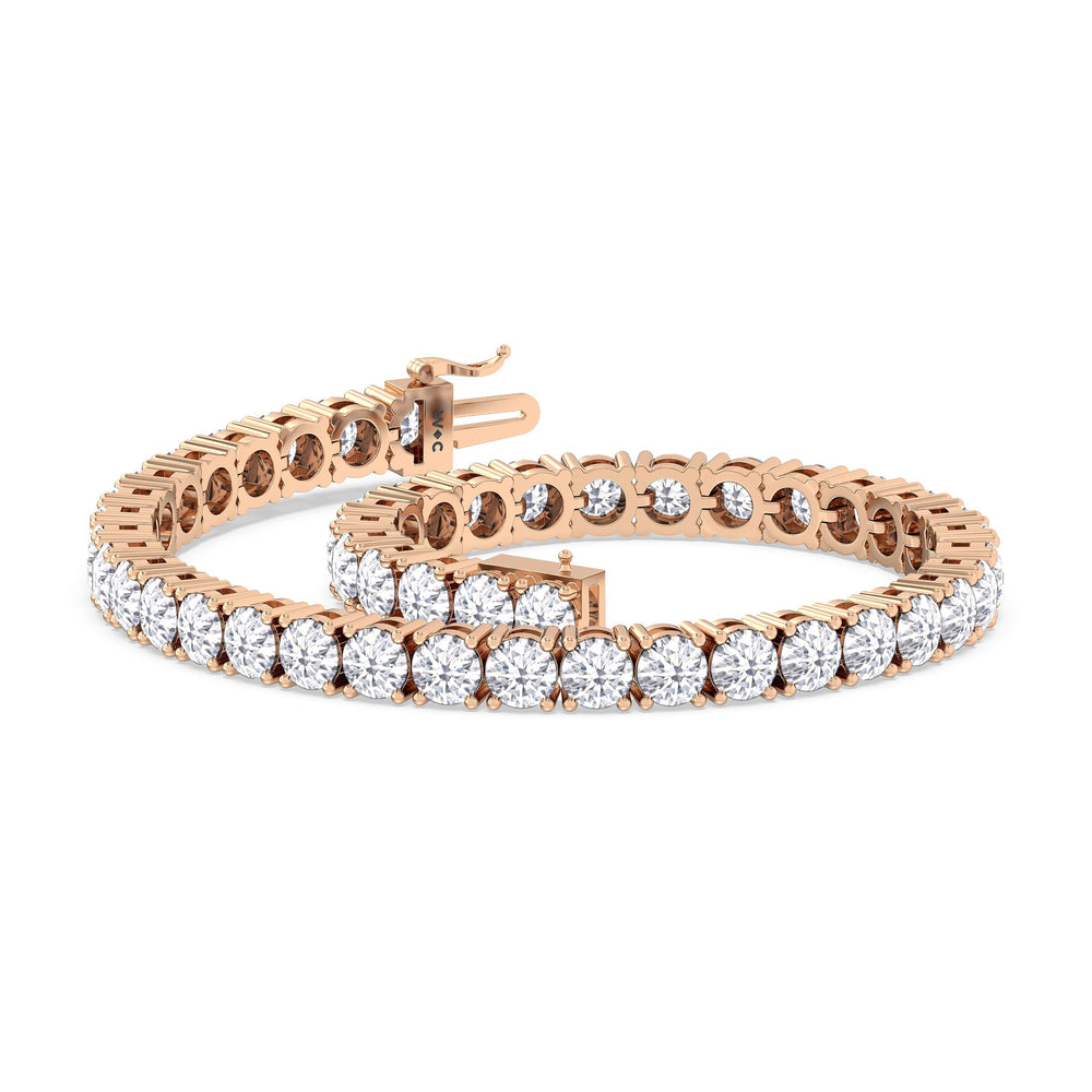 Four Prong Lab Diamond Tennis Bracelet with 10 Cut Diamond in 14KT Rose Gold view 3
