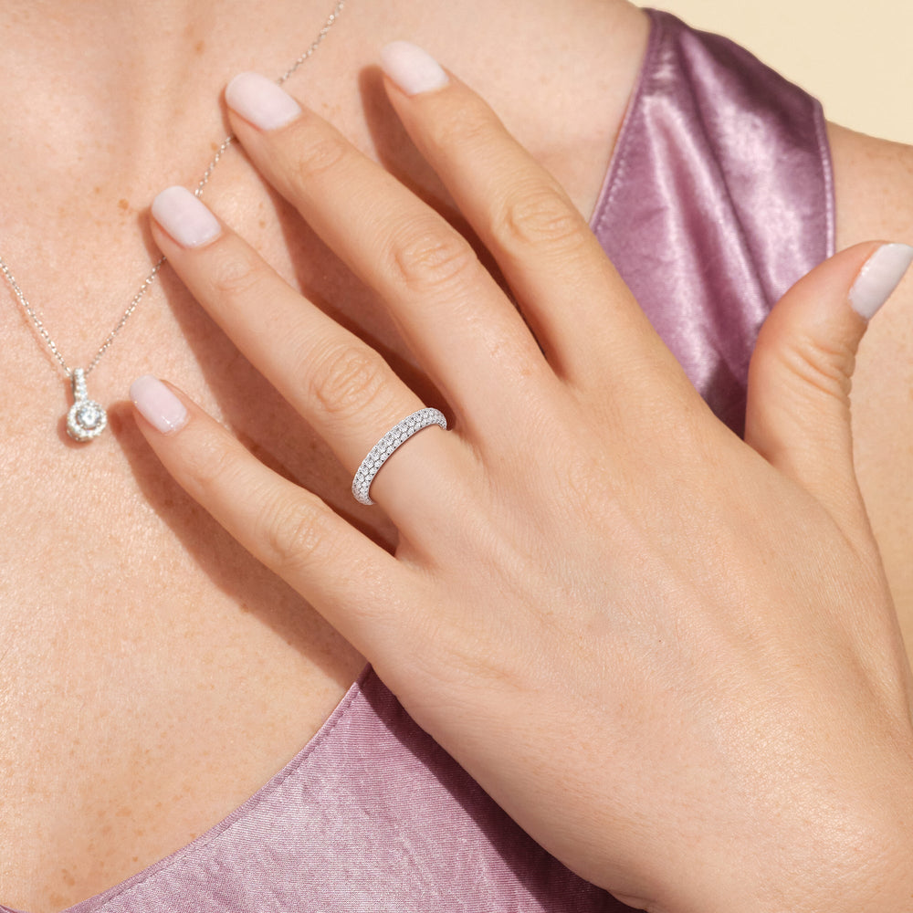 The Windsor Slim Eternity Ring with Platinum / Lab / 2 Cut Diamond in 14KT Platinum / Lab / 2 view 3
