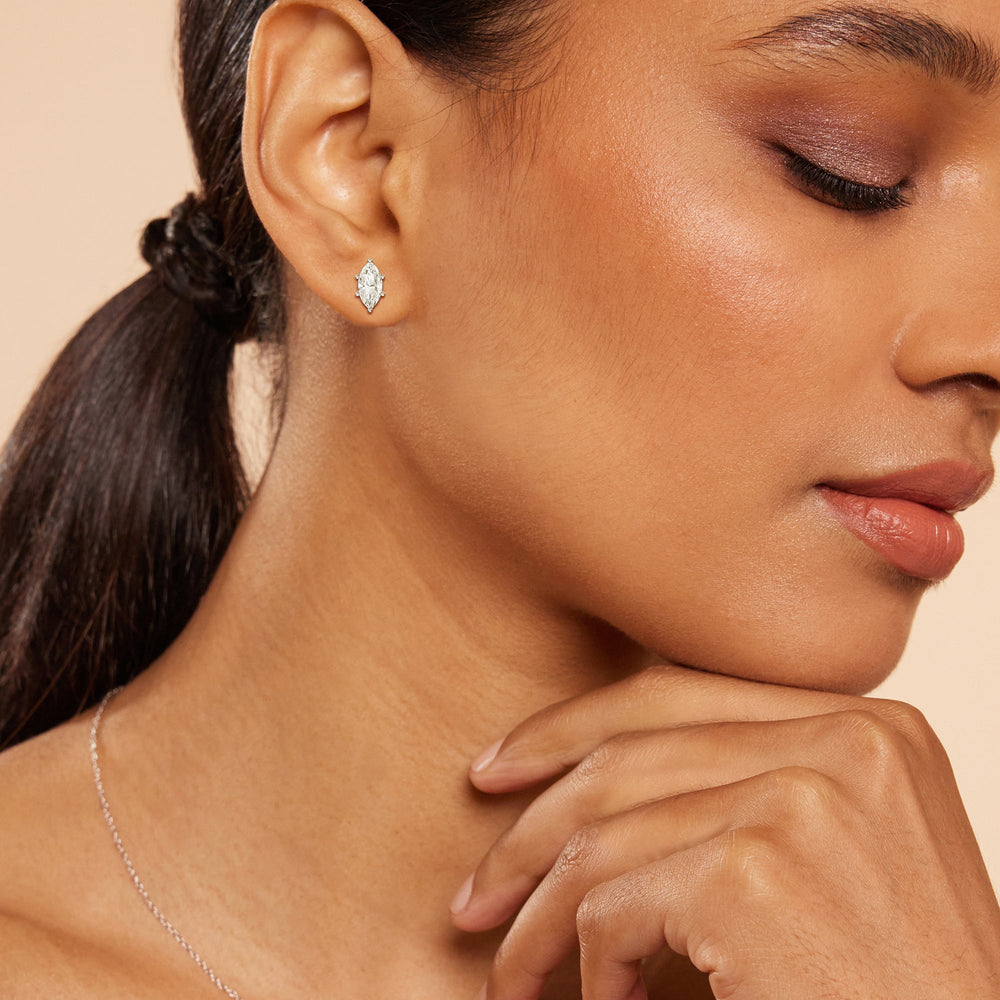 Classic Marquise Stud Earrings with 14KT Yellow Gold / Lab / 1 1/2 Cut Diamond in 14KT Yellow Gold / Lab / 1 1/2 view 2
