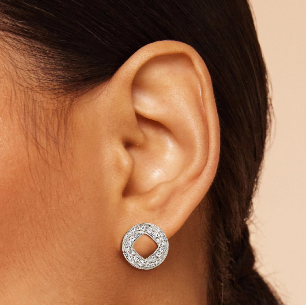 The Bond Studs with 18KT Rose Gold / Lab / 1 3/8 Cut Diamond in 14KT Rose Gold / Lab / 1 3/8 view 3
