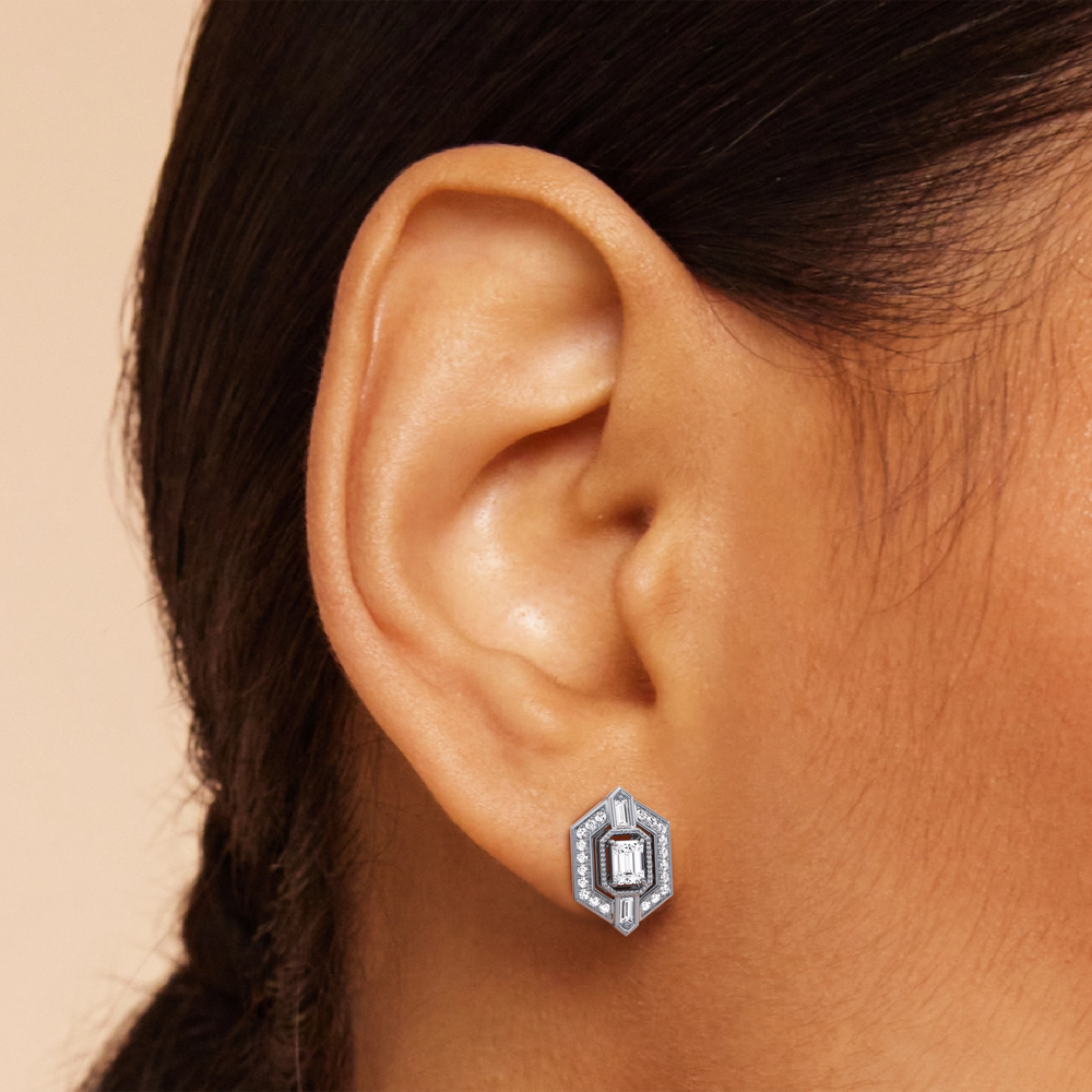 The Wiltern Earrings with 18KT Yellow Gold / Lab / 1 1/10 Cut Diamond in 14KT Yellow Gold / Lab / 1 1/10 view 3
